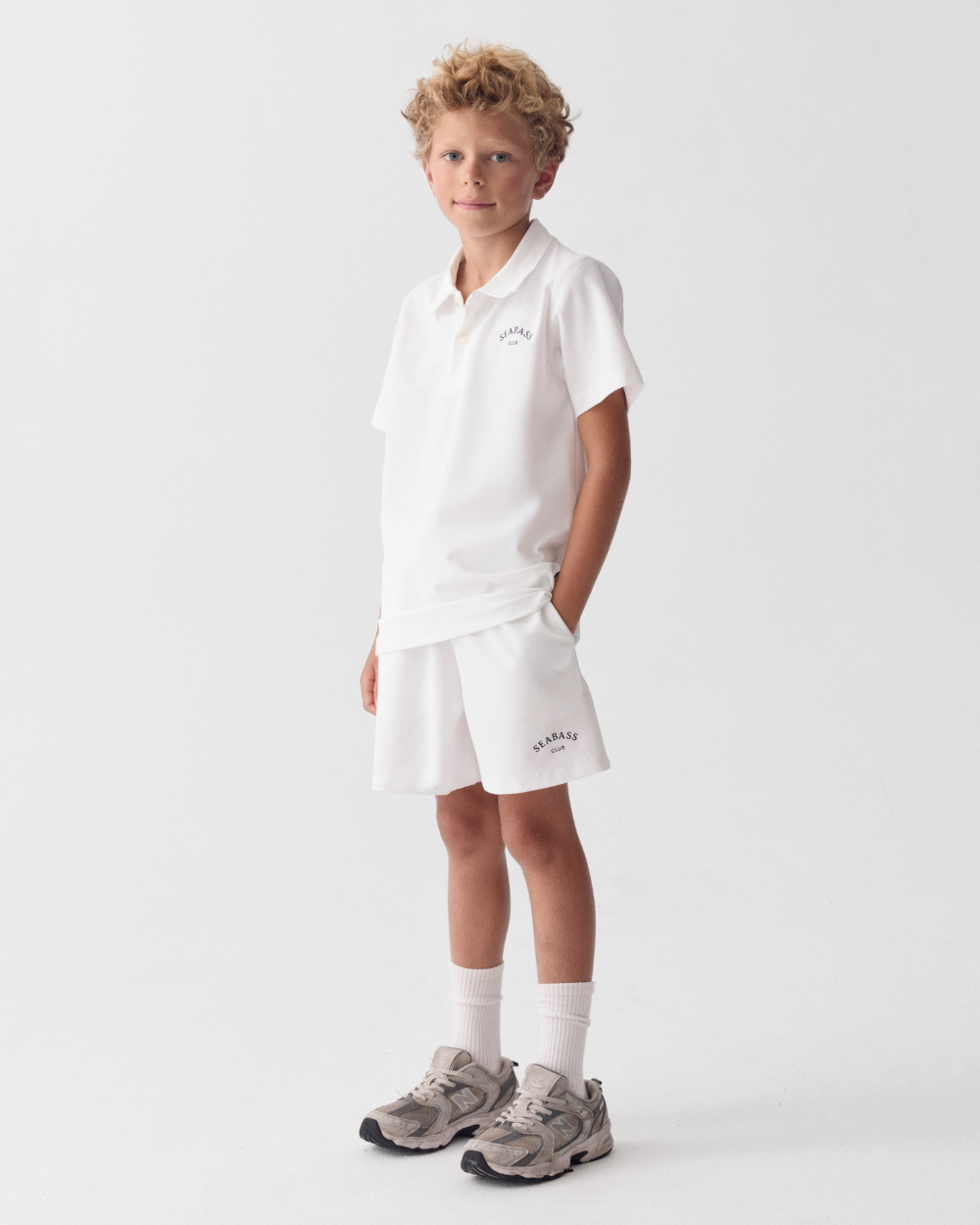 Kids UV Active Shorts Club White
