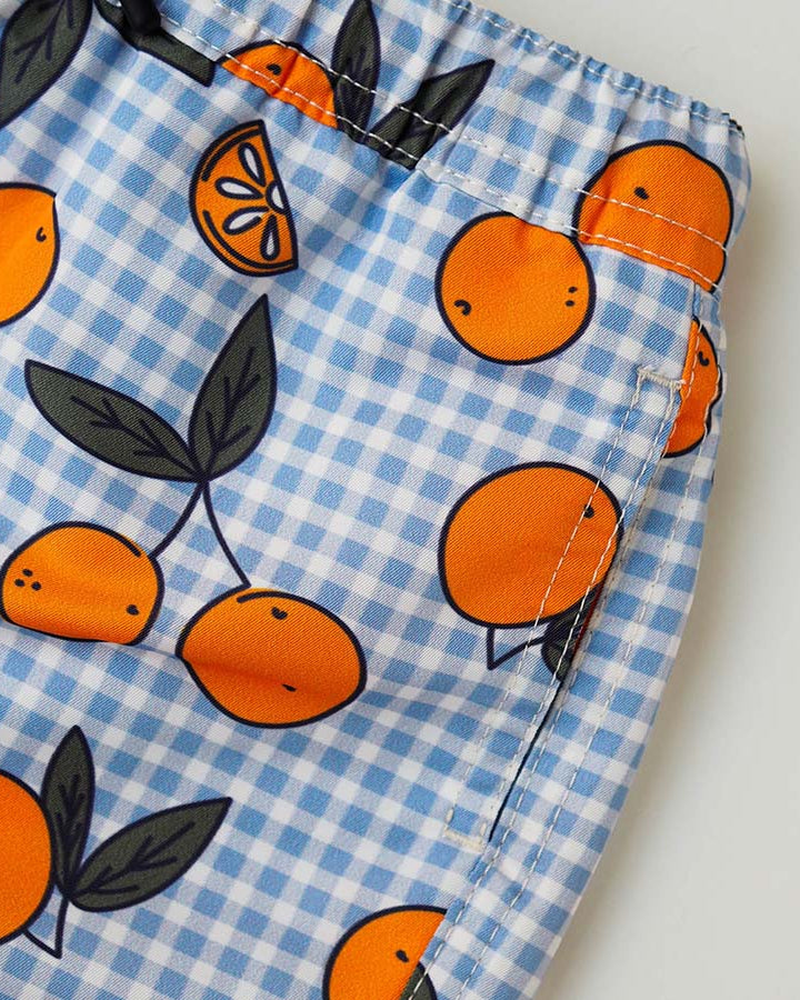 Boys UV Swim Short Corsica - orange blue gingham