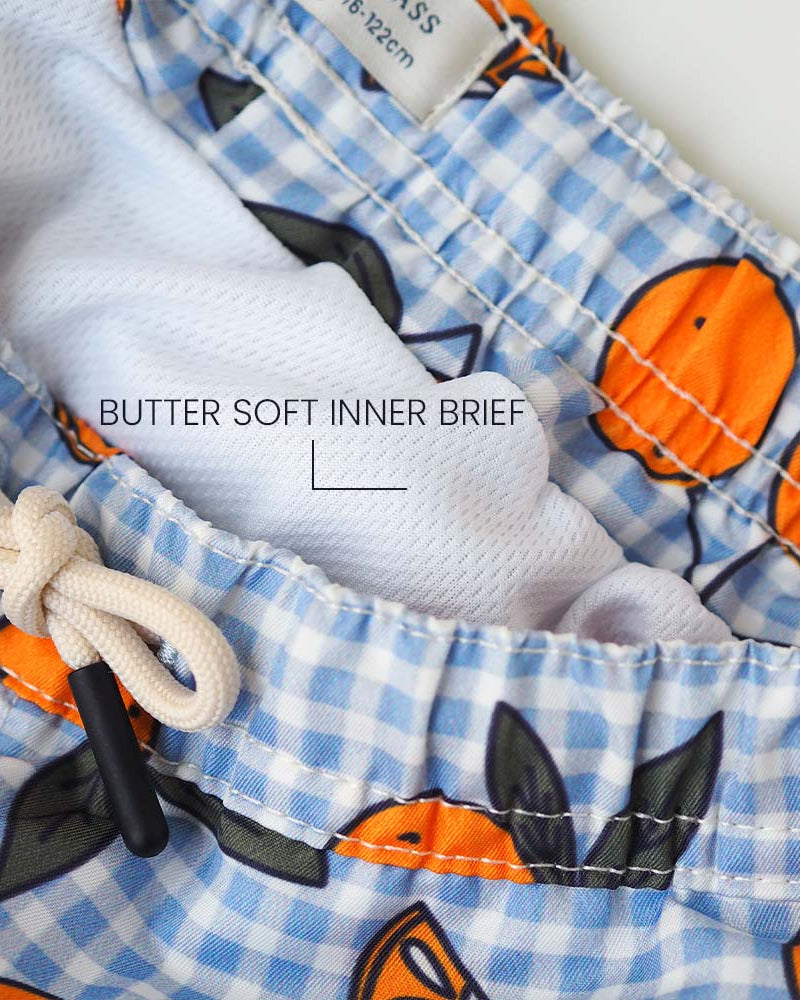 Boys UV Swim Short Corsica - orange blue gingham