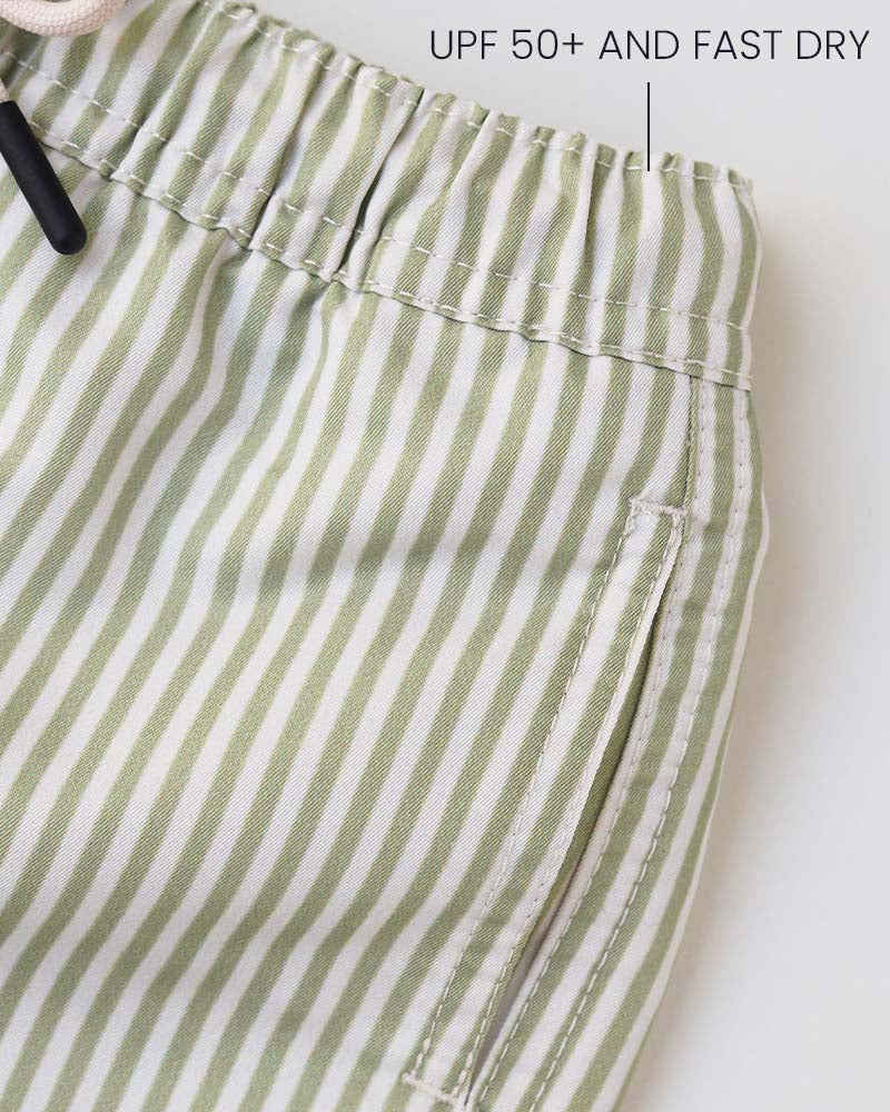 Boy UV Swim Short Portofino - green stripes
