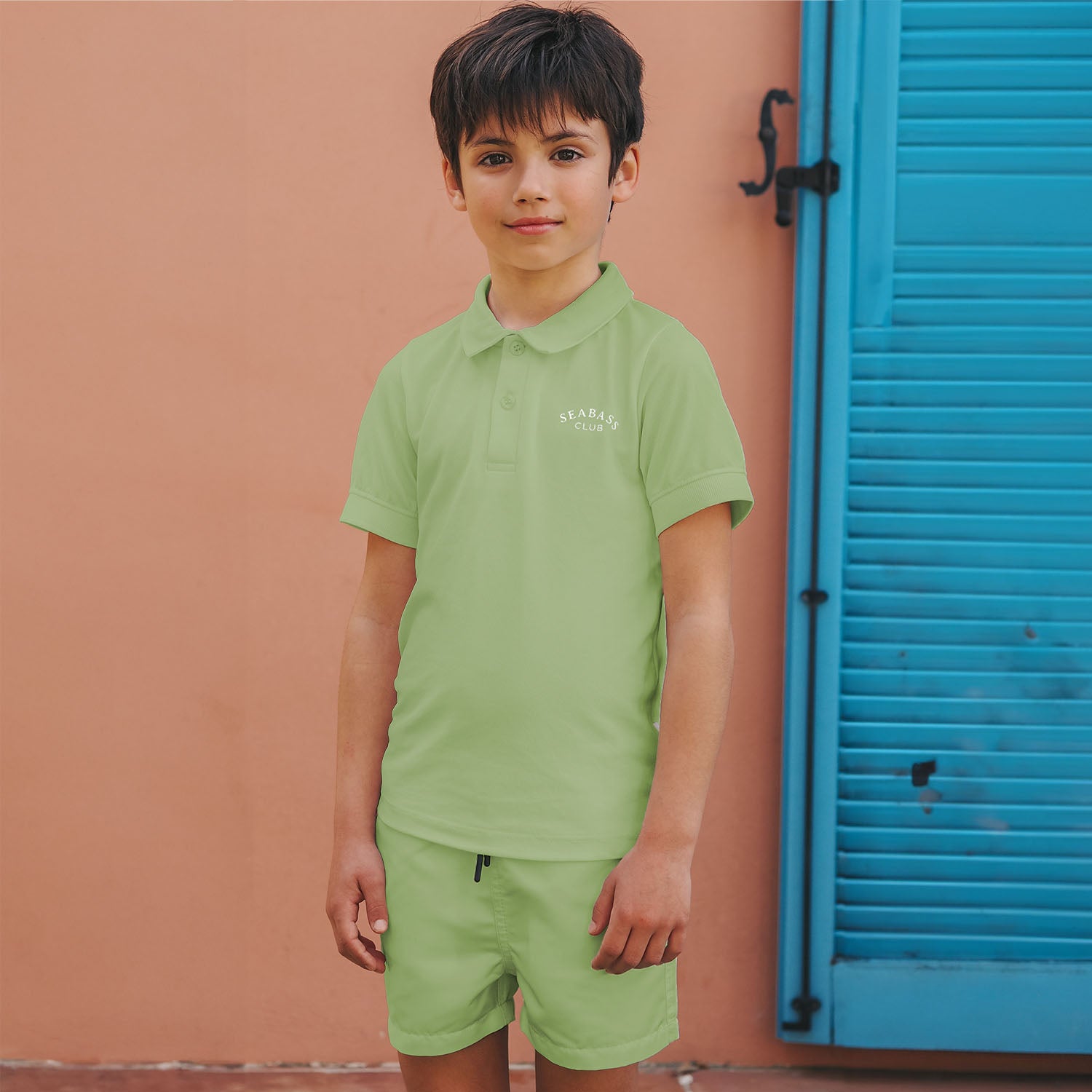 Set of UV Polo Shirt and Swim Short - Pistachio Green
