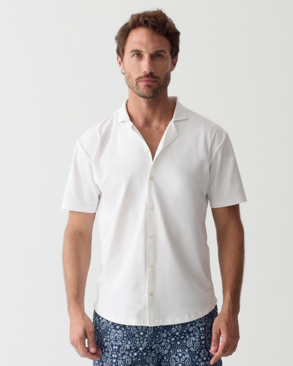 Men UV Camp Shirt Bond White