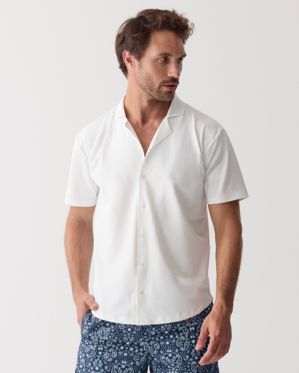 Men UV Camp Shirt Bond White