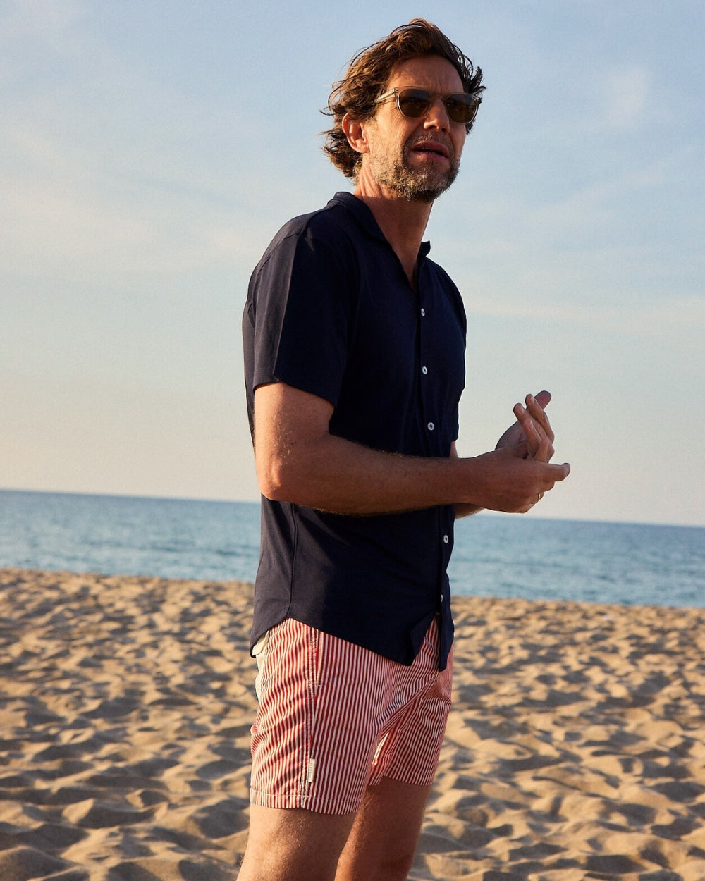 Men UV Marina Camp Shirt Navy