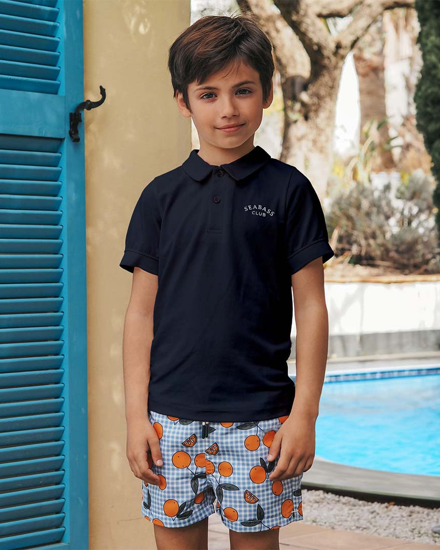 Boys UV Swim Short Corsica - orange blue gingham