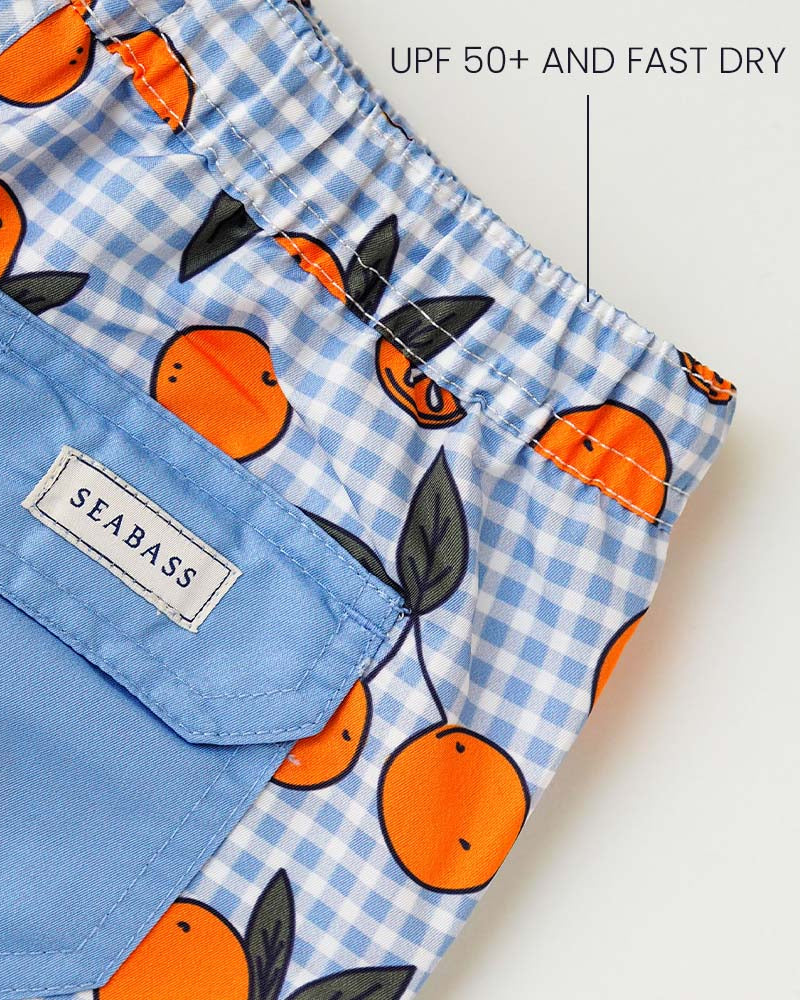Boys UV Swim Short Corsica - orange blue gingham